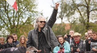 Adam Kulisz i Andrzej Jerzyk w sławskiej Alei Gwiazd Bluesa