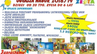 ,,Złota Rybka u Dula" ogłasza nabór dzieci na rok szkolny 2018/2019