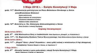 Obchody Święta Konstytucji 3 maja w Górze i imprezy towarzyszące 