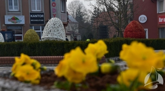 Świecące pisanki na rynku w Sławie