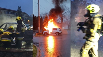 Do pożaru doszło na parkingu jednego z marketów